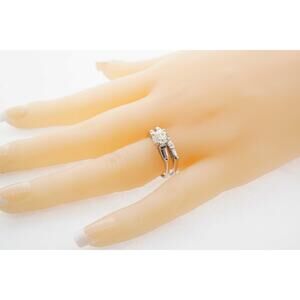 Estate Sale 14K White Gold 1.32 TCW Diamond Engagement Wedding Ring Set